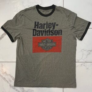 Harley-Davidson Gray and Red Short Sleeve Tee
